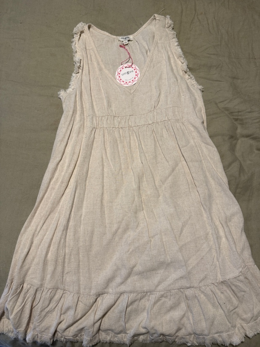 Umgee Girls' Cream Ruffle Hem Sleeveless Dress